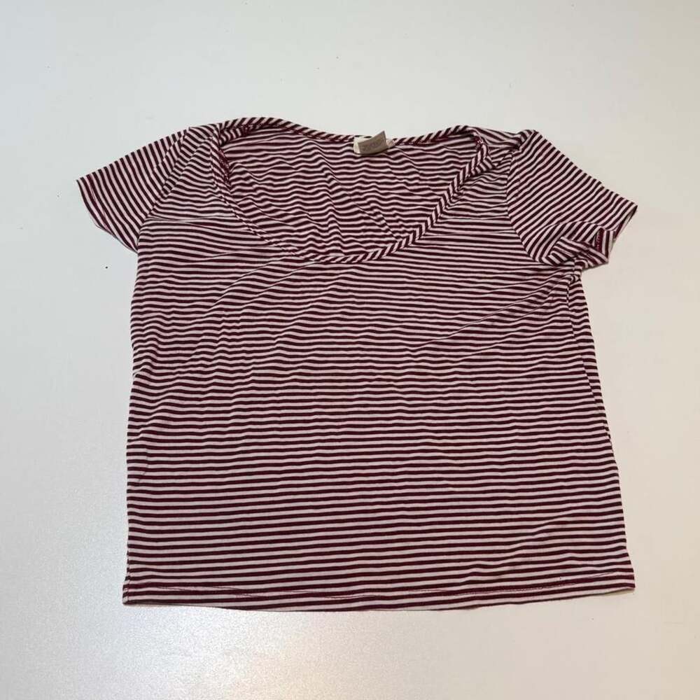 Wet Seal Striped Cowl Neck T-Shirt Large Burgundy Cream